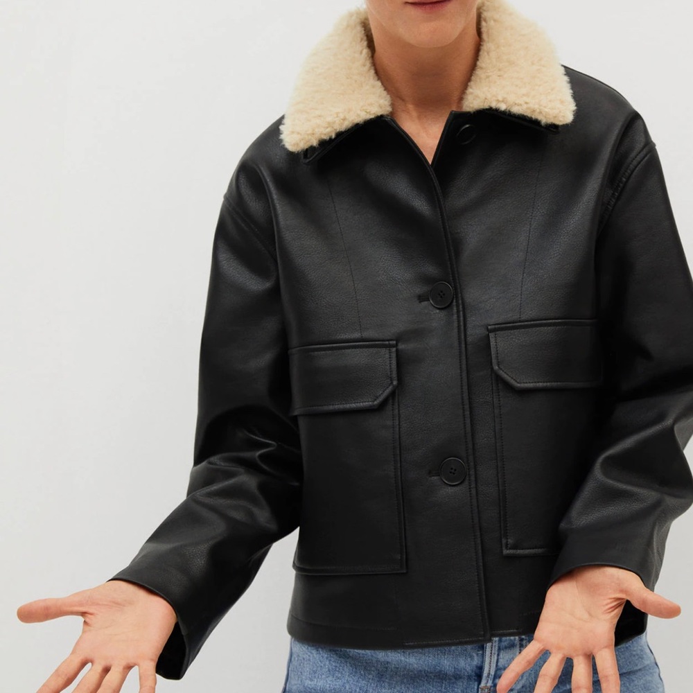 Mango faux leather biker jacket